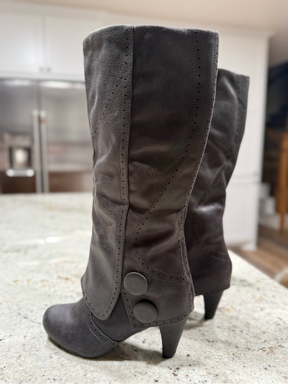 Not Rated “B Dad” Heeled Boots In Charcoal (NWOT) - Picture 9 of 13
